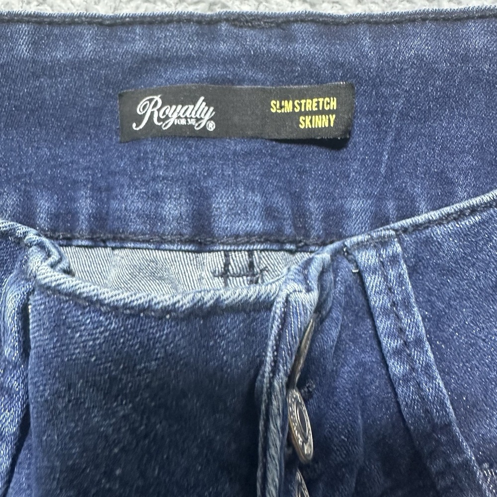 Royalty For Me Jeans Womens Size 10 Blue Denim Solid Mid Rise Distressed Mom Y2K - Picture 7 of 9